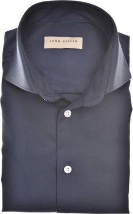 John Miller Overhemden, Heren, Blauw, M, Katoen, Business Overhemd