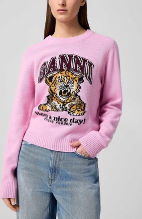 Ganni Womens Tiger cub wool sweater