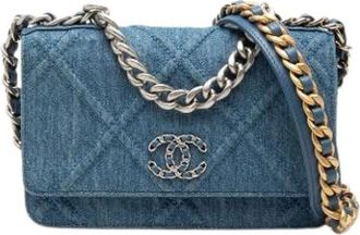 Chanel Pre-owned 19 Flap Bag - Dames - Vintage Schoudertas - Blauw - ONE Size - Leer - Vintage