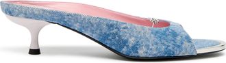 Diesel D-Diams-Low denim mule with floating Oval D - Moccasins and Mules - Woman - Blue
