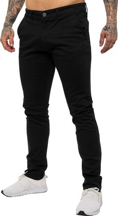 Enzo Jeans Mens Designer Skinny Slim Fit Chinos Super Stretch Trousers Pants EZ348 Black 42 Regular