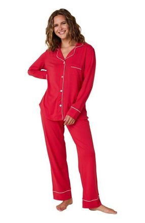 The Cats Pajamas Pima Knit Pajama Set in Red at Nordstrom, Size X-Large