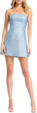 Dress The Population Scottie Metallic Sparkle Strapless Cocktail Minidress in Sky at Nordstrom, Size Xx-Large