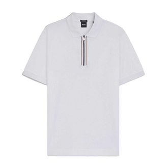 HUGO BOSS Heren H-Paras 65 Katoenen Poloshirt met Ritssluiting (Wit)