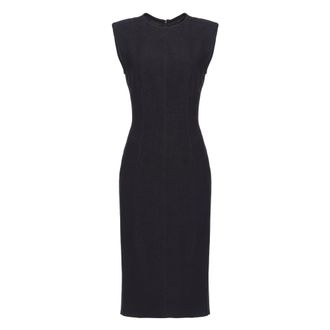 Pinko Mouwtjesloze Viscose Cady Jurk - Dames - Casual kleedjes - Zwart - L - Leer - Kleedjes
