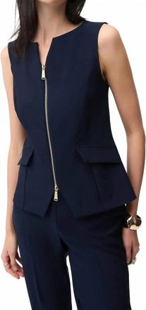 Joseph Ribkoff Fitted Sleeveless Front Zipper Vest In Midnight Blue