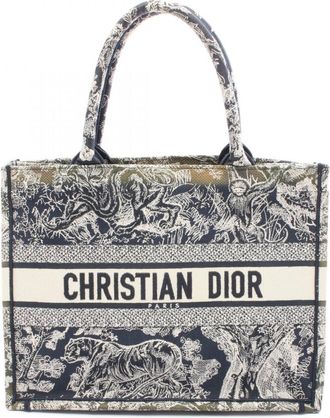 Dior Ivory Navy Canvas Tote Bag (Pre-Owned)