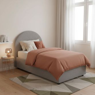 Dmora Dmora - Cama Individual Dcolpan, Cama Contenedor Con Revestimiento De Tela, 100% Made In Italy, Apertura Frontal, Con Colch&oacute;n 80x190 Cm Incluido, Gris