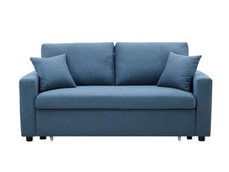 VENTE-UNIQUE.COM Sof&aacute; cama poli&eacute;ster 3 plazas azul 168x101cm