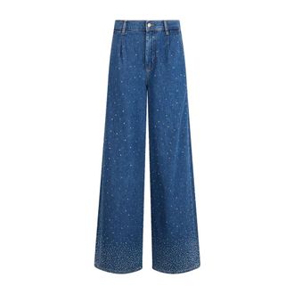 Liu Jo Wide Jeans, female, Blue, Size: W30 Flare jeans with luminous strass