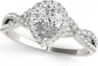 Allurez Twisted Pear Diamond Engagement Ring 18k White Gold (1.00ct)