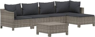 vidaXL Set De Muebles De Jard&iacute;n 6 Pzas Y Cojines Rat&aacute;n Sint&eacute;tico Gris Vidaxl