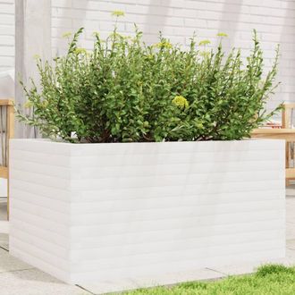 Berkfield Home Garden Planter White 90x60x45.5 cm Solid Wood Pine