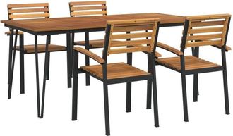 vidaXL 5 Piece Garden Dining Set Solid Wood Acacia and Metal vidaXL