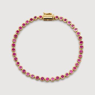 Monica Vinader Gold Gemstone Essential Tennis Bracelet Pink Quartz