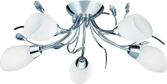 Searchlight Searchlight - Gardenia - 5 Light Multi Arm Ceiling Semi Flush Light Chrome, Crystal and Opal Glass, E14