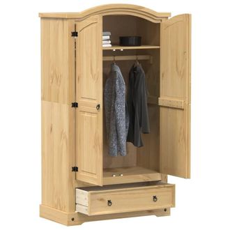 Berkfield Home Wardrobe Corona 102x52x186 cm Solid Wood Pine in Brown | Size: 102 x 52 x 186 cm