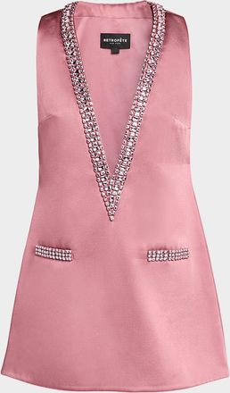Retrofête Nancie Crystal Plunging Mini Dress