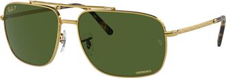 Ray-Ban RB3796 Asian Fit Polarized 9196P1 Mens Sunglasses Gold Size 62