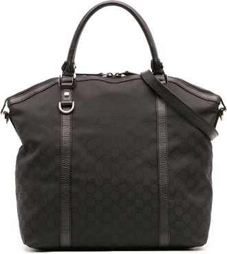 Gucci Pre-owned Womens Gg Monogram Tote Adjustable Strap - Black Leather - One Size