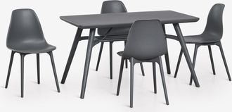 Sklum Set De Mesa Rectangular 135x80 Cm Y 4 Sillas De Jard&iacute;n En Polipropileno Scand Sklum