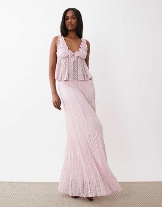 Gina Tricot Gina Tricot - Gonna lunga in pizzo lilla in coordinato-Viola