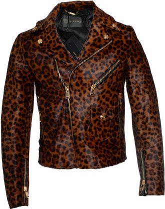 Versace Ponyskin leopard biker jacket FW24