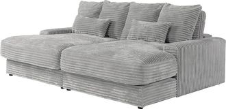 Pascal Morabito Sof&aacute; de 3 plazas con asiento profundo de pana gruesa gris CALAZO de Pascal Morabito