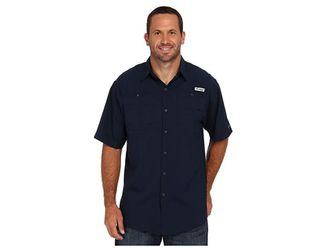 Columbia Big Tall Tamiamitm II S/S Mens Short Sleeve Button Up Collegiate Navy : LG Tall, Mesh/Polyester