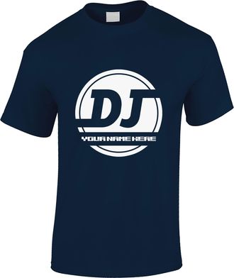 Bang Tidy Clothing Mens Personalised DJ Logo ADD Your Name Music T Shirt Navy Blue XXL