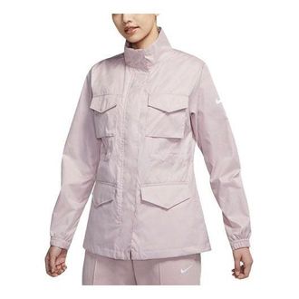 Nike (WMNS) Nike Multiple Pockets Stand Collar Solid Color Woven Champagne Color Jacket CZ8973-645