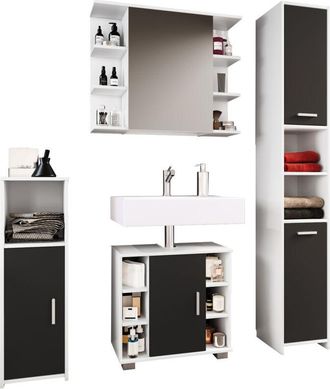 VCM Vcm - Set De Muebles De Ba&ntilde;o 4 Pcs Muebles De Ba&ntilde;o Muebles De Ba&ntilde;o - Zalo Ii (negro)
