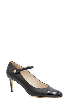 Amalfi By Rangoni Lilli Ankle Strap Cap Toe Pump in Black Parm Black Vernice at Nordstrom, Size 9.5