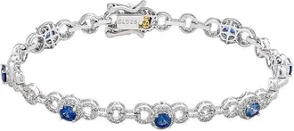 Suzy Levian Silver 3.86 Ct. Tw. Diamond & Blue Sapphire Tennis Bracelet