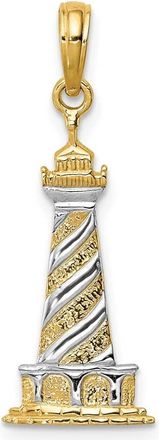 Diamond2Deal 14k Yellow Gold Rhodium Cape Hatteras Lighthouse Pendant