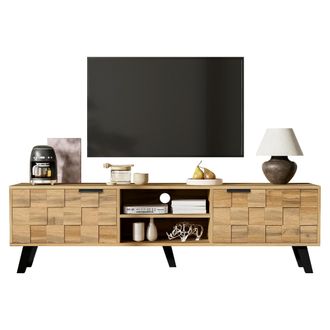 STILVORA Mueble De Tv Con 2 Puertas Y 2 Compartimentos Abiertos, Estilo Moderno, Sal&oacute;n, 160,5&times;35,5&times;45 Cm, Aglomerado, Madera