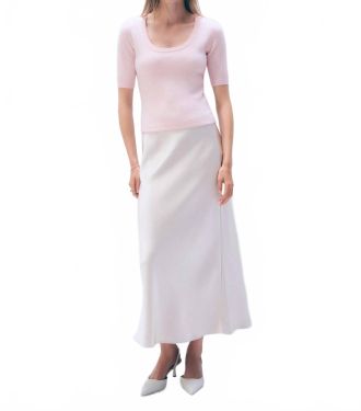White + Warren Cashmere Scoop Neck Top In Pink Sand