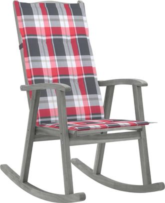 vidaXL Silla Mecedora Con Cojines Madera Maciza De Acacia Gris Vidaxl