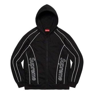 SUPREME Track Paneled Zip Up Hooded Sweatshirt Black White SUP-FW21-164