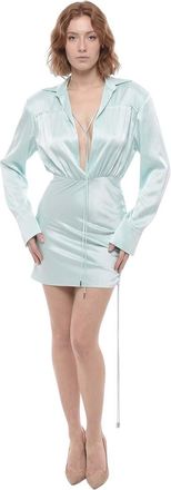 DAVID KOMA Sky Blue Shirt Collar Mini Dress