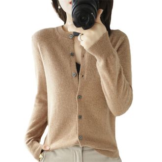 Generic Cashmere Cardigans Womens O-Neck Single Breasted Lady Knitwear Tops Solid Cardigan