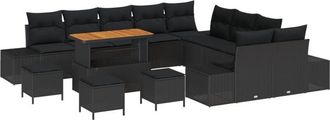 vidaXL Garden Sofa Set with Cushion with Storage 13 pcs Black vidaXL