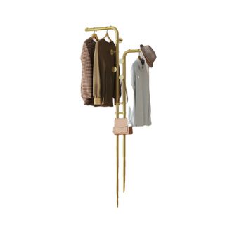 OEM Perchero, Dise&ntilde;o De Doble Soporte, Base De Granito Resistente, Dorado Y Blanco, L
