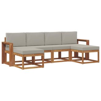 vidaXL Conjunto De Sof&aacute;s De Exterior 6 Pcs Gris Natural Y Claro Vidaxl