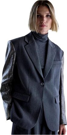 Femmes Du Sud Paillet Donkergrijze Blazers - Dames - Blazers - Grijs - S - Jassen