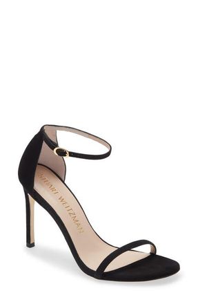 Stuart Weitzman Nudistsong Ankle Strap Sandal in Black Suede at Nordstrom, Size 6
