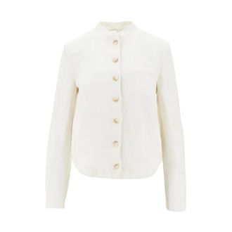Emporio Armani Light Jackets, female, Beige, Size: 2XS Linen Blend Jacket