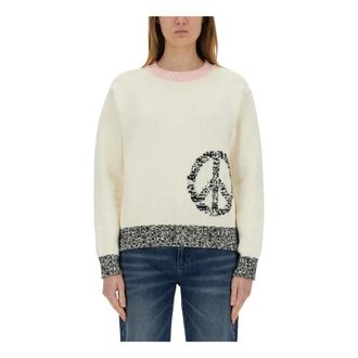 Moschino Mesh With Inlay Pattern - female - Moschino - Round-neck Knitwear - Beige - M - Knitwear