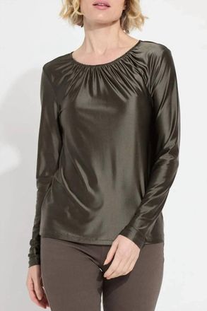 Lyss&eacute; Larissa Satin Jersey Top In Pewter Green