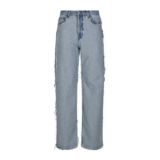 Acne Studios Jeans, Dames, Blauw, S, Leer, Gedetailleerde Denim Jeans